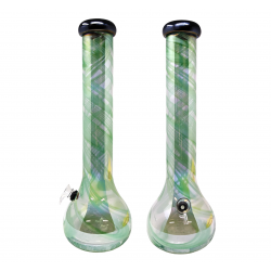 16" Spiral Clear Soft Glass Beaker Water Pipe - Glass On Rubber [E58108]