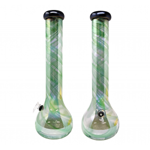 16" Spiral Clear Soft Glass Beaker Water Pipe - Glass On Rubber [E58108]