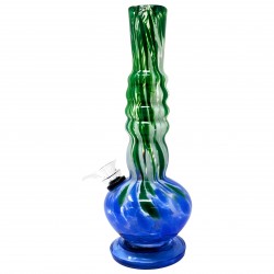 9" SPIRAL NECK W/BASE SOFT GLASS WATER PIPE - GOR [E58150-1]
