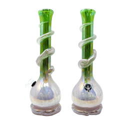 13" Round Base with Snake Neck Soft Glass Water Pipe - Glass On Rubber [E58173]