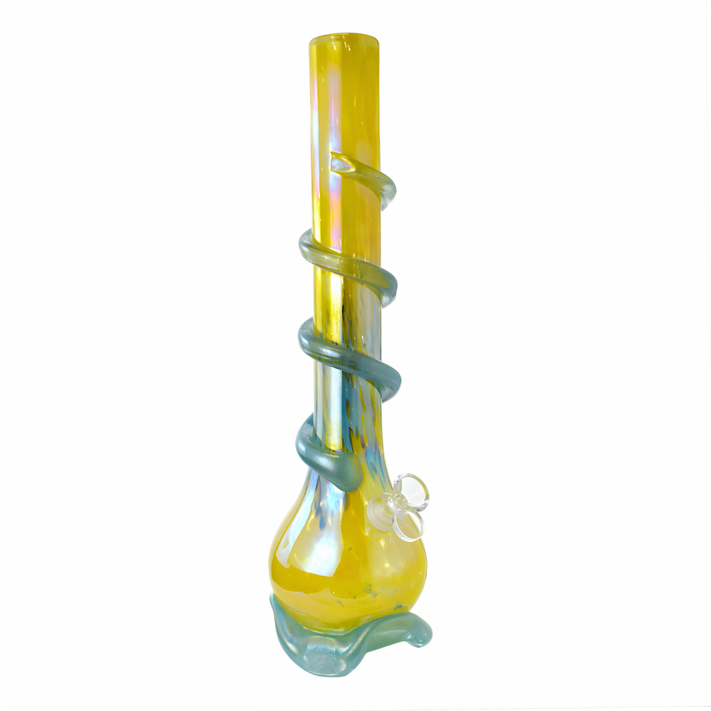 16 inch color swirl tripod soft glass water pipe glass on glass