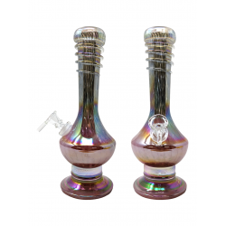 10" Lifted Base with Hat & Wrap Soft Glass Water Pipe - Glass On Glass [E58194-2G]