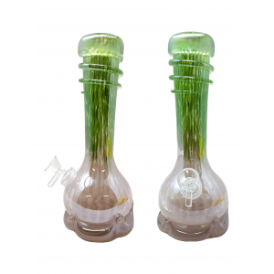 10" Crown Base with Straw Hat Soft Glass Water Pipe - Glass On Glass [E58198-2G]