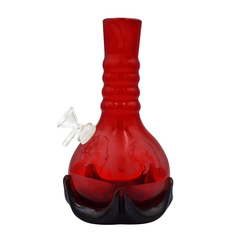 9" Frosted Flat-Belly Crown Soft Glass Water Pipe