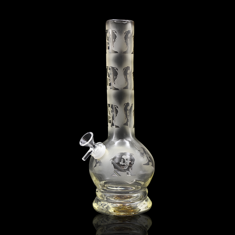 12" Frosted Round Printed Flask Soft Glass Water Pipe – Glass On Glass