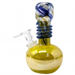 7" Tri-Color Grenade Ring Neck Soft Glass Water Pipe - Glass On Glass [E58332G]