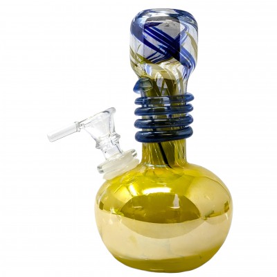 7" Tri-Color Grenade Ring Neck Soft Glass Water Pipe - Glass On Glass [E58332G]