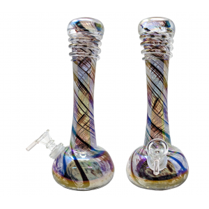 9" Cross Line Vase with Hat & Wrap Soft Glass Water Pipe - Glass On Glass [E583509G]