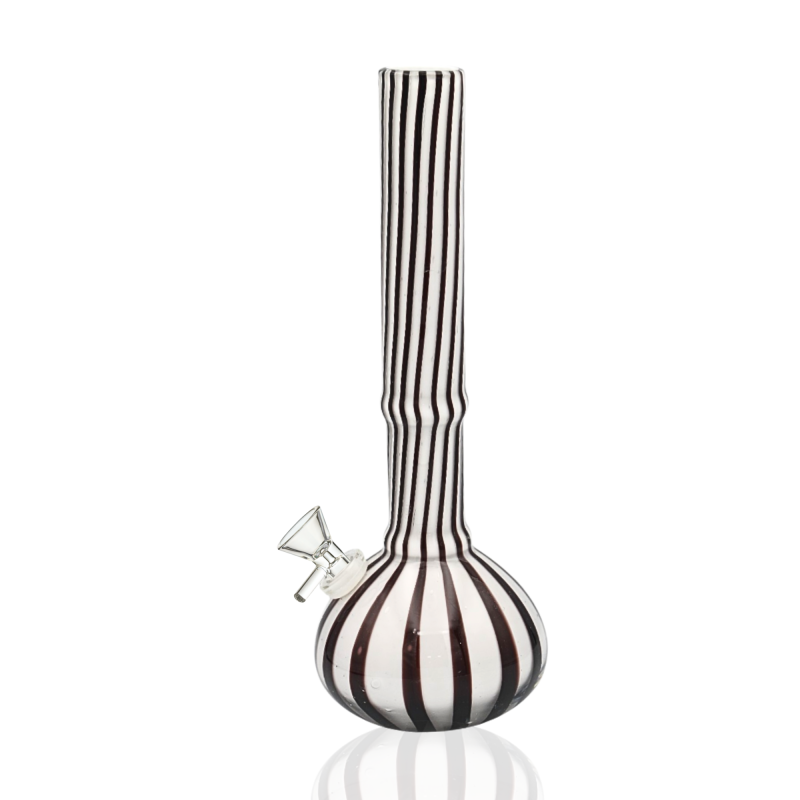 12" White & Black Striped Soft Glass Water Pipe