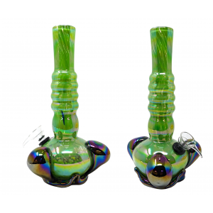 9" Cactus with Ribbed Neck Soft Glass Water Pipe - Glass On Rubber [E58400]