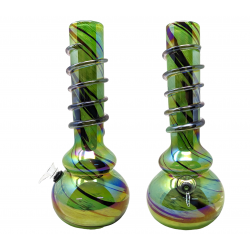 12" Double Bubble Curvy Color with Neck Wrap Soft Glass Water Pipe - Glass On Rubber [E587032]