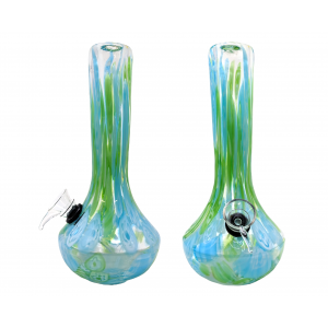 8" Dual Color Clear Vase Soft Glass Water Pipe - Glass On Rubber [F2190]