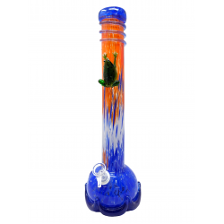 16" Tri-Color Frog Artillery Soft Glass Water Pipe - Glass On Glass [F58156G]