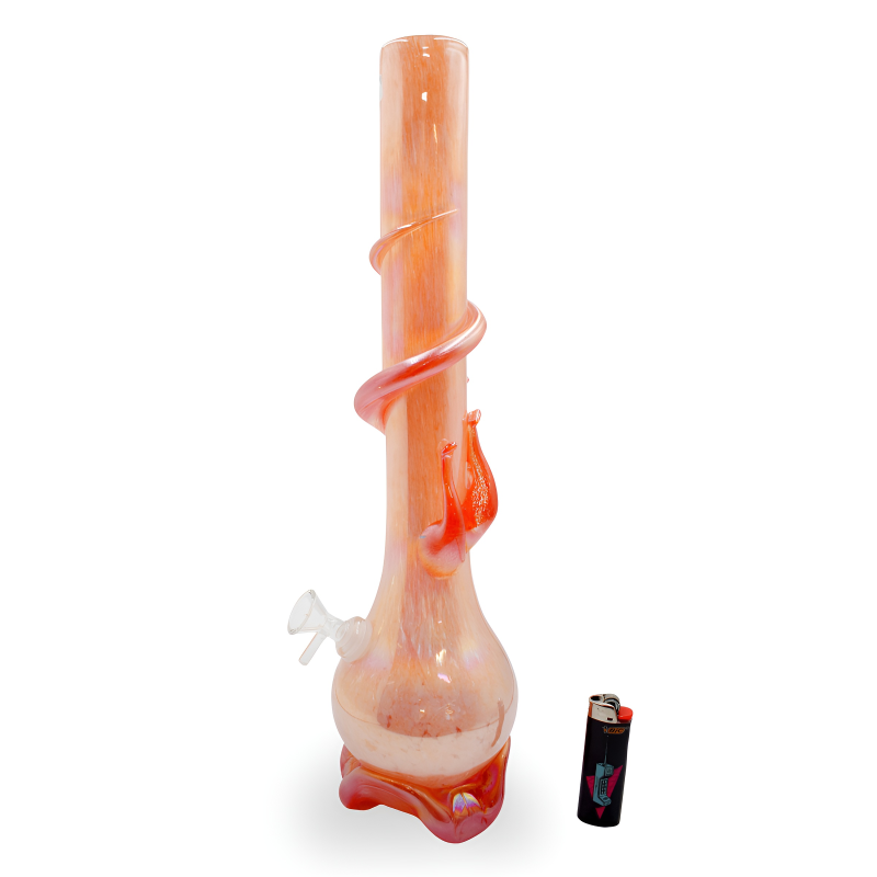16" Large Flames Soft Glass Waterpipe – Glass on Glass [FM58172G] 