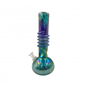 12" Dual Color Round Bottom with Wrap Soft Glass Water Pipe - Glass On Glass [ICE58329G]