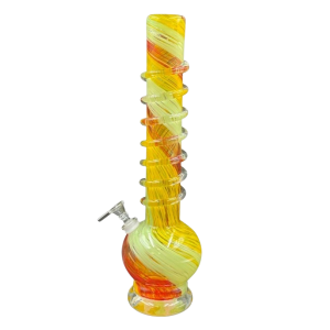 16" Tri-Color Spiral with Rings Soft Glass Water Pipe - Glass On Glass [L0186G]