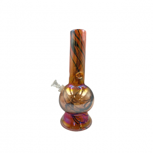 12" Dual Color Line Round Base Soft Glass Water Pipe - Glass On Glass [A0168G]