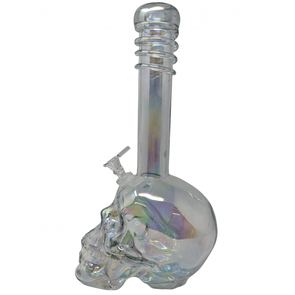14" Color Changing Skull Soft Glass Water Pipe Glass On Glass [E1187G]