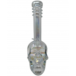 14" Color Changing Skull Soft Glass Water Pipe - Glass On Glass [E1187G]