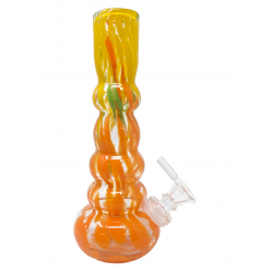 8" Multi Bubble Color Traveling Soft Glass Water Pipe - Glass On Glass [E58008G]