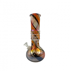 10" Plaid Round Bottom Soft Glass Water Pipe - Glass On Glass [ICE58323G]