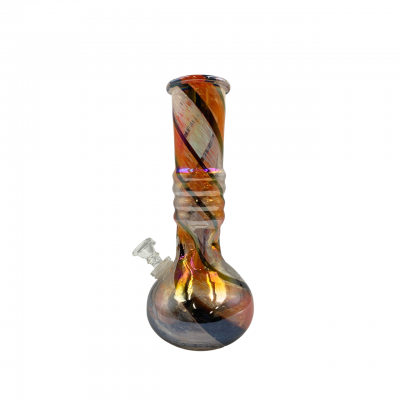 10" Plaid Round Bottom Soft Glass Water Pipe - Glass On Glass [ICE58323G]
