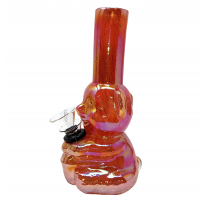 6" Seated Teddy Bear Soft Glass Water Pipe - Glass On Rubber [E1170]