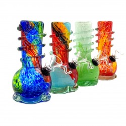 6" Mini Wave Base with Ring Grip Soft Glass Water Pipe - Glass On Rubber [MA-0602]