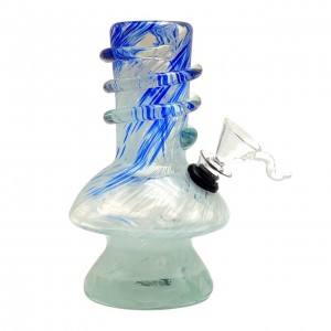 6" Lifted Mushroom Base Twist Grip Soft Glass Water Pipe - Glass On Rubber [MA-0604]