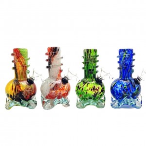 6" Mini Wave Base Color Streak & Dot Soft Glass Water Pipe - Glass On Rubber [MA-0618]