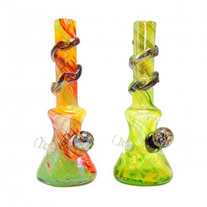 14" Pinched Base Frit Ball Wave Twist Grip Soft Glass - Glass On Rubber [MA-1407-CB] 