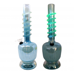 12" Lifted Apple Base with Glow In The Dark Neck Wrap Soft Glass Water Pipe - Glass On Rubber [J21322]