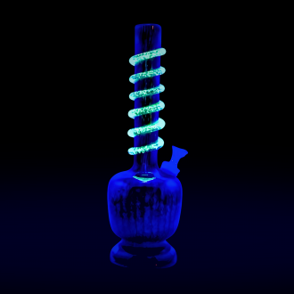 12" Apple Bottom with Full Ring Wrap Soft Glass Water Pipe - Glow In The Dark