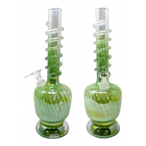 12" Apple Bottom with Full Ring Wrap Soft Glass Water Pipe - Glass On Glass [J21322G]