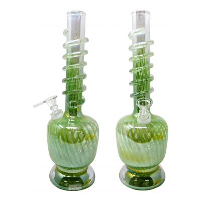 12" Apple Bottom with Full Ring Wrap Soft Glass Water Pipe - Glass On Glass [J21322G]
