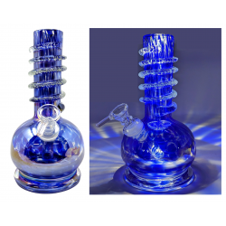8" Color Changing with Glow In The Dark Rings Soft Glass Water Pipe - Glass On Glass [J21355G]