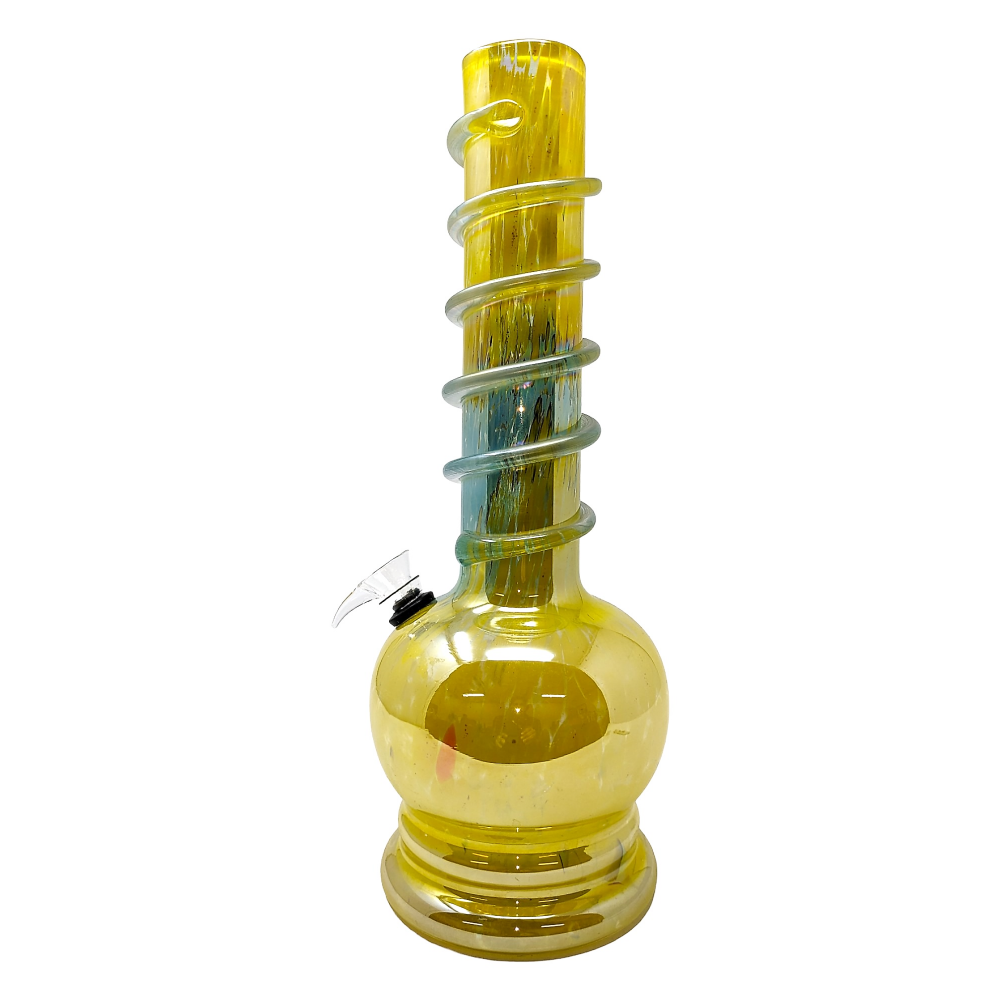 13" Lifted Ball Bottom Center Color Fade Soft Glass Water Pipe Glass