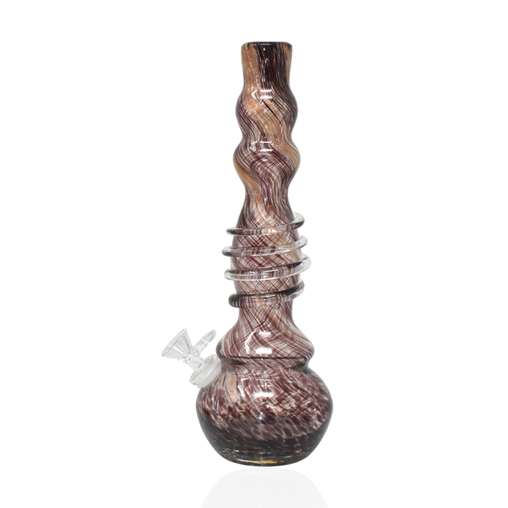 12" Double Bubble Wave With Wrap 12" Fancy Taper Soft Glass Water Pipe - Glass On Glass