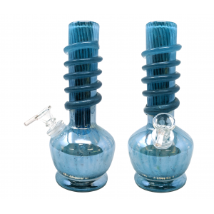 9" Full Color Apple Base with Neck Wrap Soft Glass Water Pipe - Glass On Glass [J2191-2G]