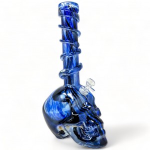 14" ElectroP Big Skull Bottom Wave Grip Twisted Tip Soft Glass - Glass On Glass [JHSGG0037]