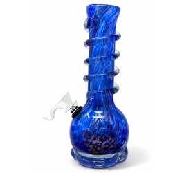 8" Lifted Base Dual Color Line Soft Glass Water Pipe - Glass On Rubber [MA-0822]