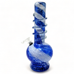 12" Lifted Round Base Color Climbing Soft Glass Water Pipe - Glass On Rubber [MA-1205]