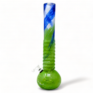 16" Ribbed Neck with Design Ombre Soft Glass Water Pipe - Glass On Rubber [MA-1610]