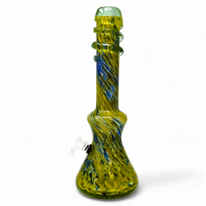 14" Pinched Base with Hat & Wrap Neck Soft Glass Water Pipe - Glass On Rubber [MA-1407-A]