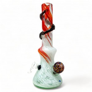 14" Pinched Base Frit Ball Wave Twist Grip Soft Glass - Glass On Rubber [MA-1407-CB] 