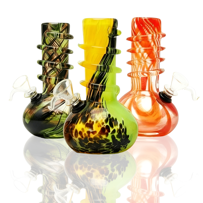 6" Mini Colored Spiral Soft Glass Water Pipe – Glass on Rubber