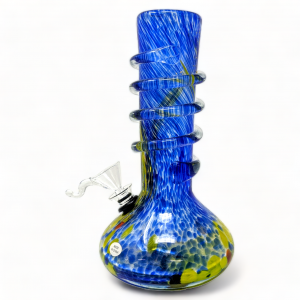 8" Squish Bottom with Ring Wrap Neck Soft Glass Water Pipe - Glass On Rubber [MA-0803]