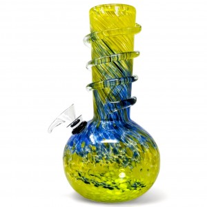 8" Dual Color Mini Bubble Bottom Soft Glass Water Pipe - Glass On Rubber [MA-0814]