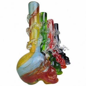 12" Skull Base Twisted Wave Grip Soft Glass - Glass On Rubber [MA-12- SKULL]