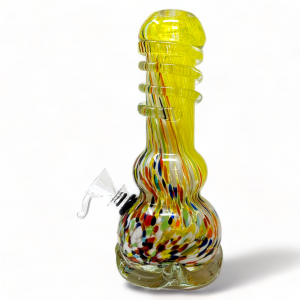 8" Double Bubble Wave Base with Hat Soft Glass Water Pipe - Glass On Rubber [MA-0820]